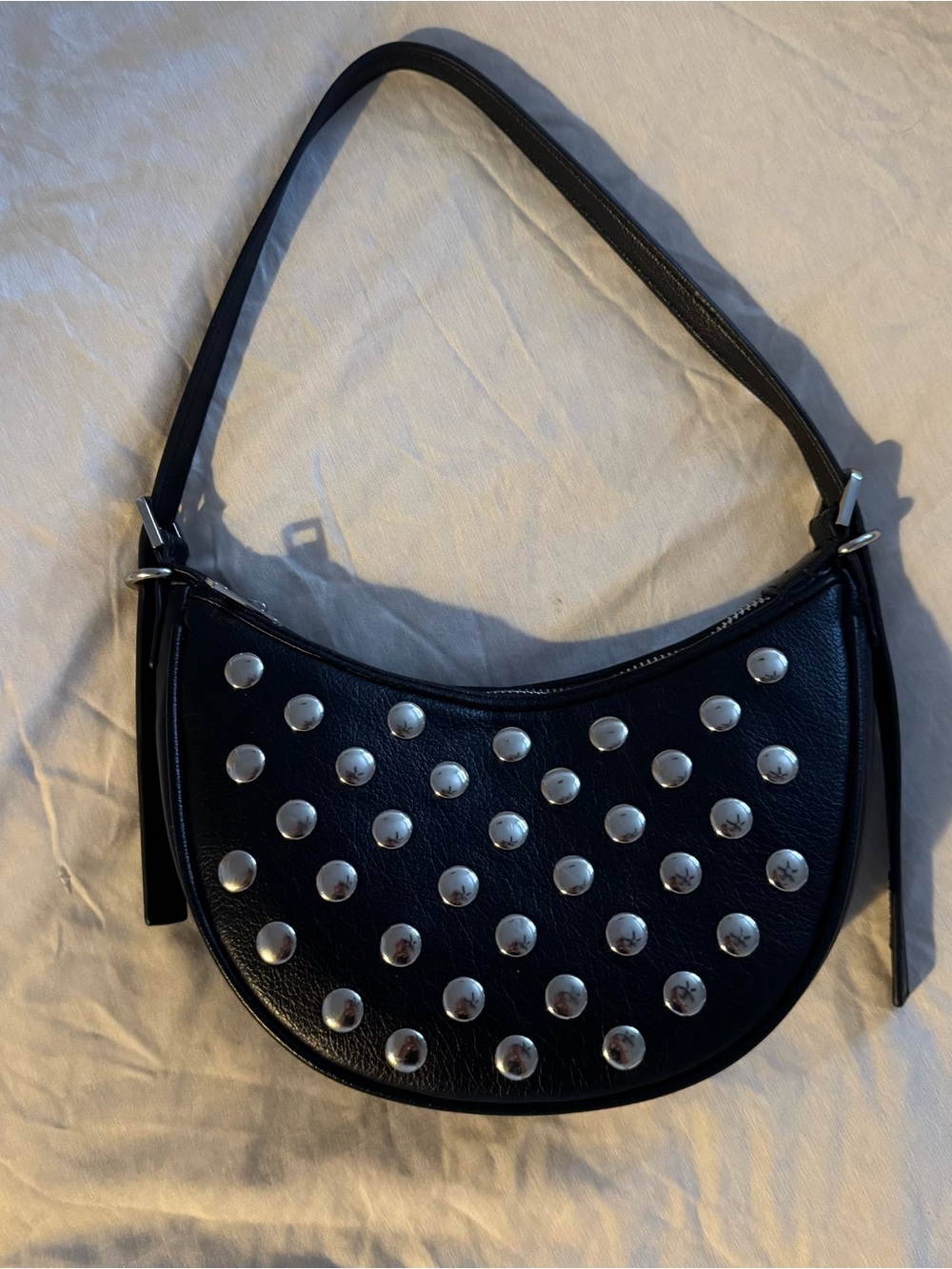 Madden Girl Black Studded Crescent Shoulder Bag Underarm Purse | NWOT - Picture 2 of 9